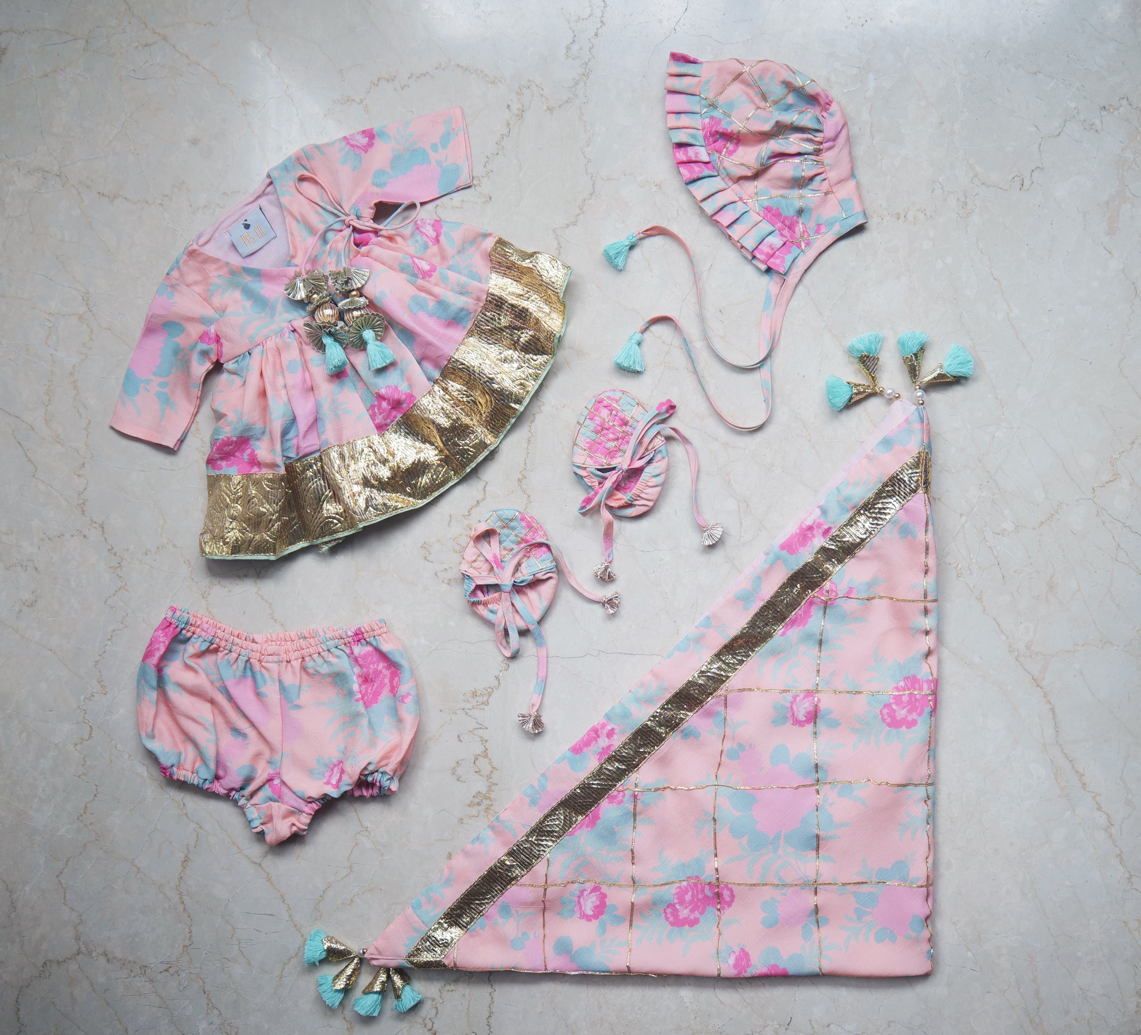 Rose Printed Infant Jamna Set - P&S Company