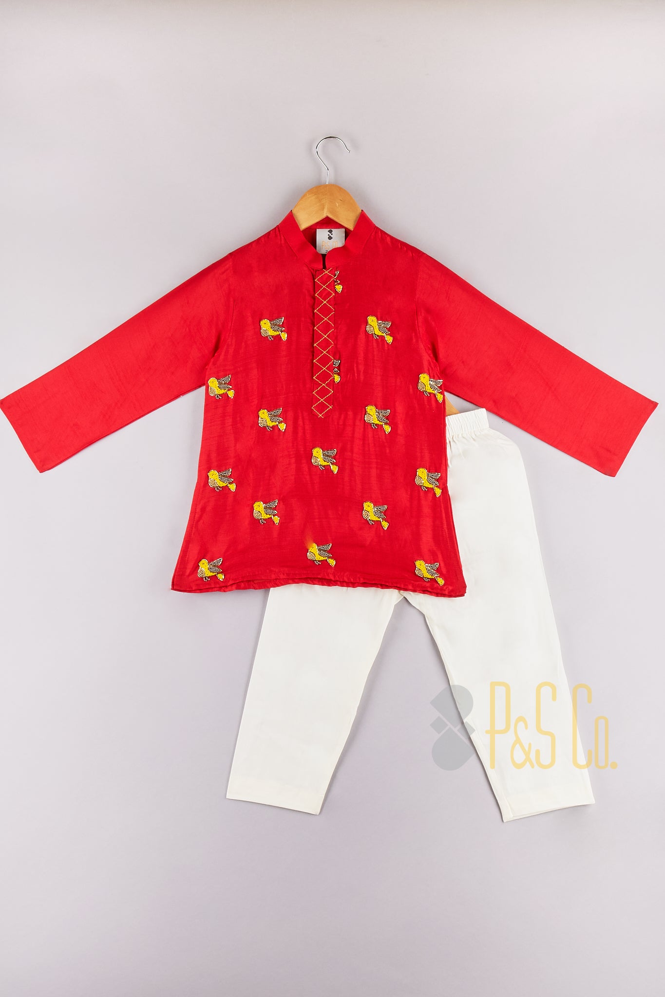 Bird Beaded Kurta With Pyjama - P&S Company