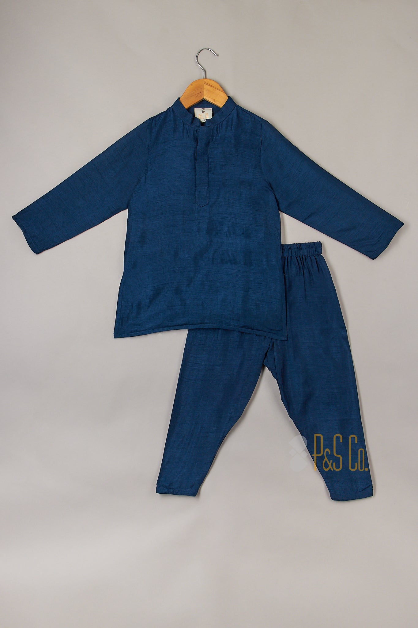 Zari Thread Embroidered Jacket With Navy Blue Kurta And Pyjama - P&S Company