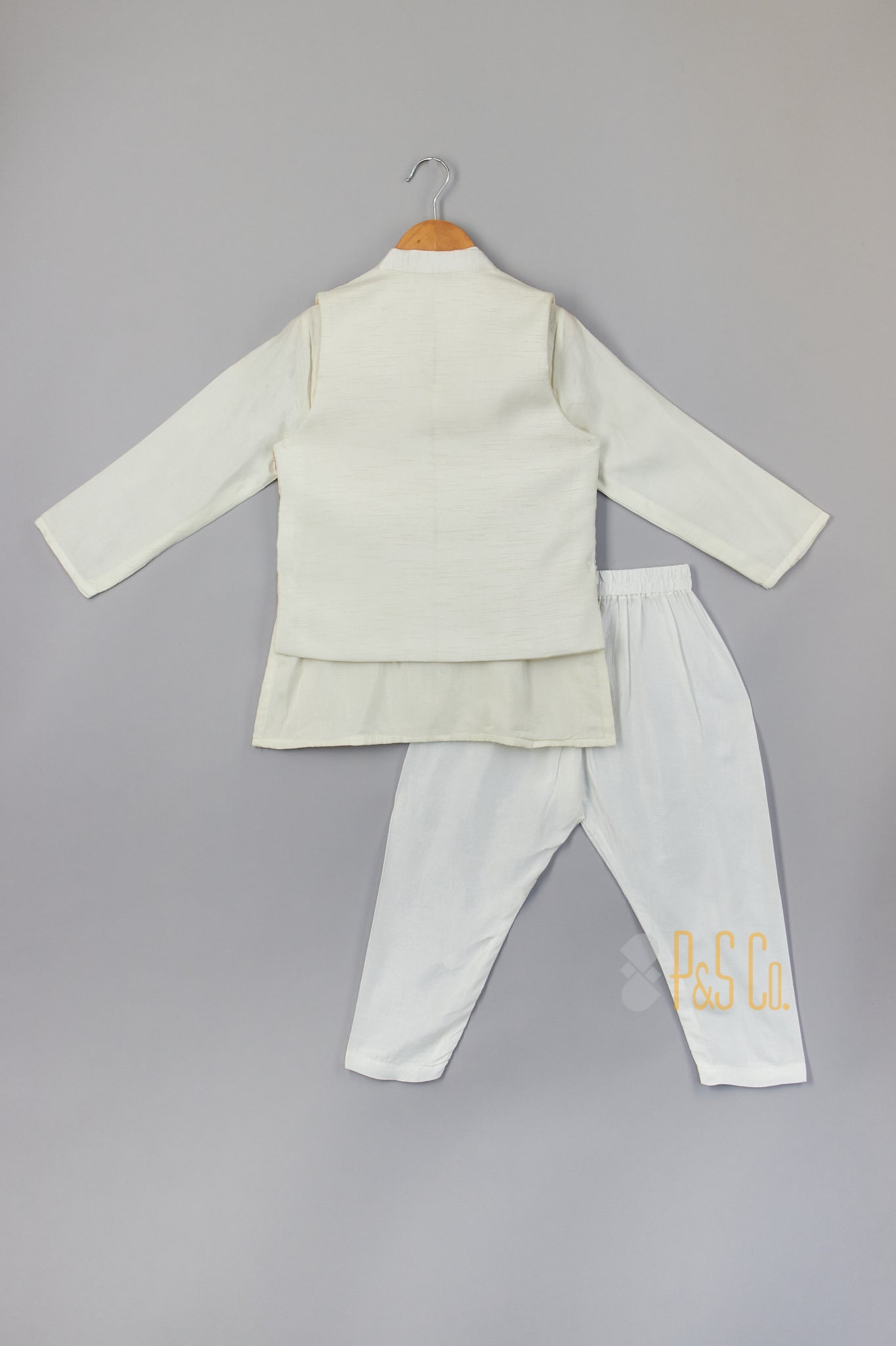 Multi colour mirror embroidery jacket with kurta & pyjama - P&S Company