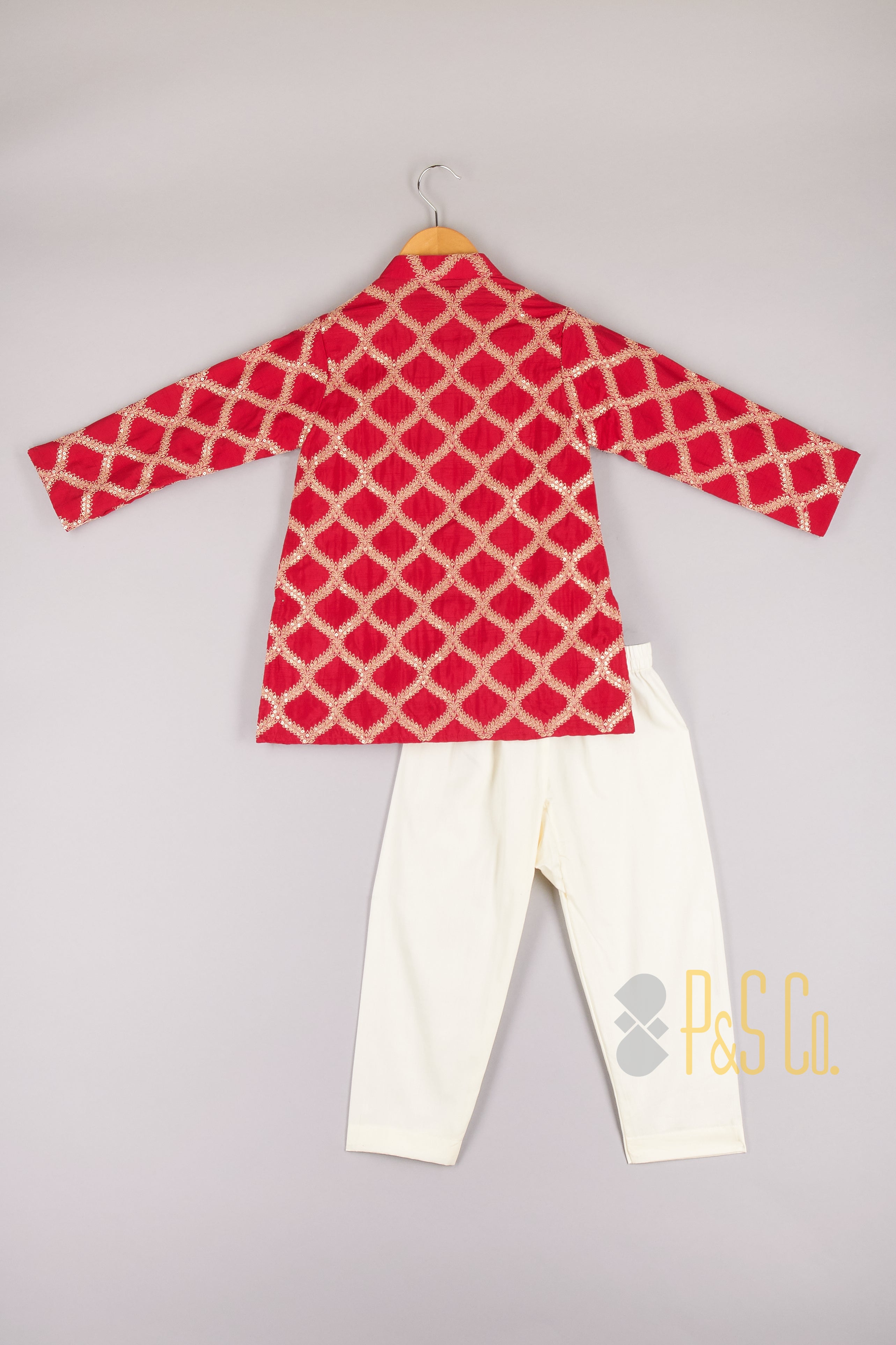 Sequin And Threadwork Kurta With Pyjama - P&S Company