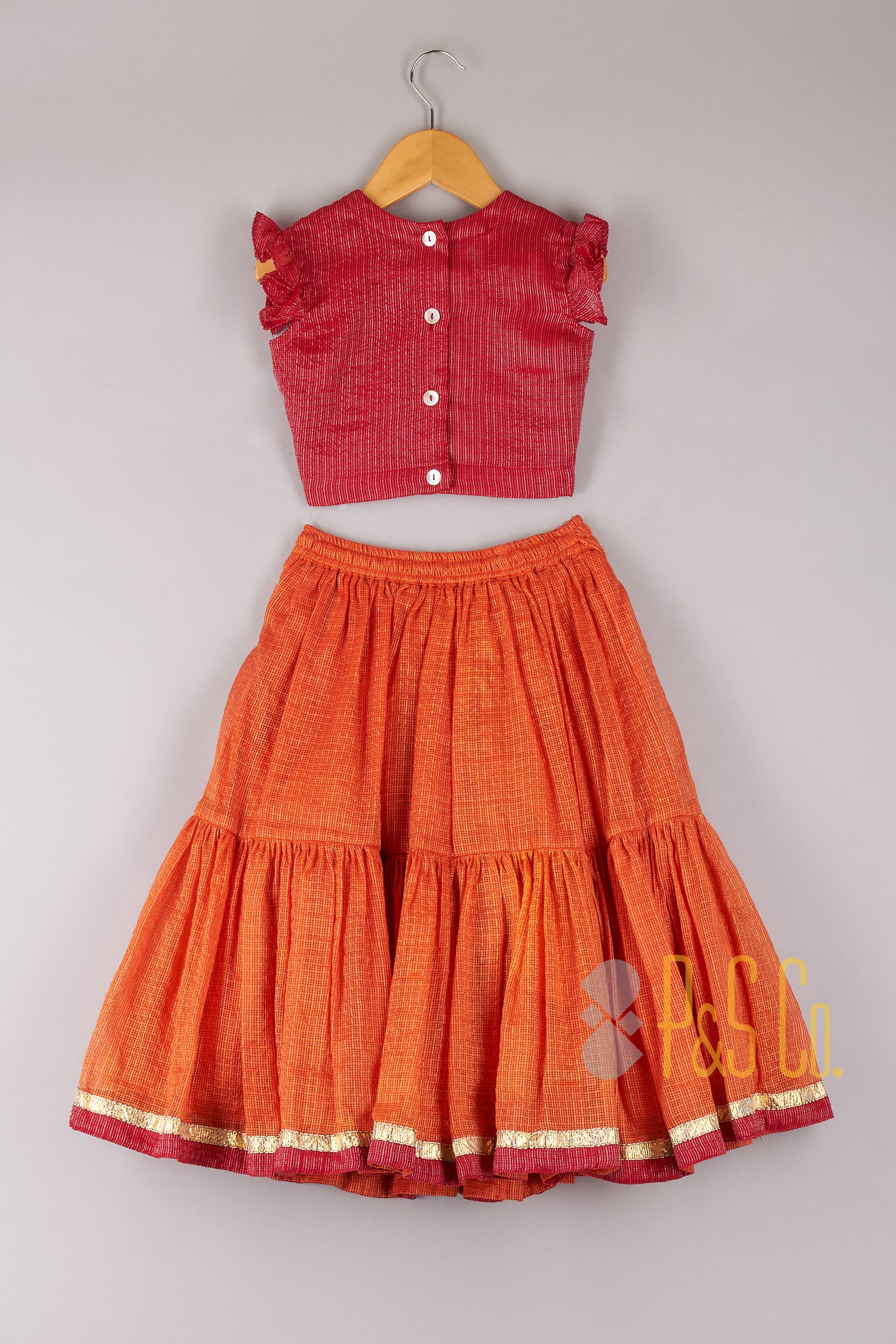 Sequin And Abhla Work Top With Lehenga - P&S Company