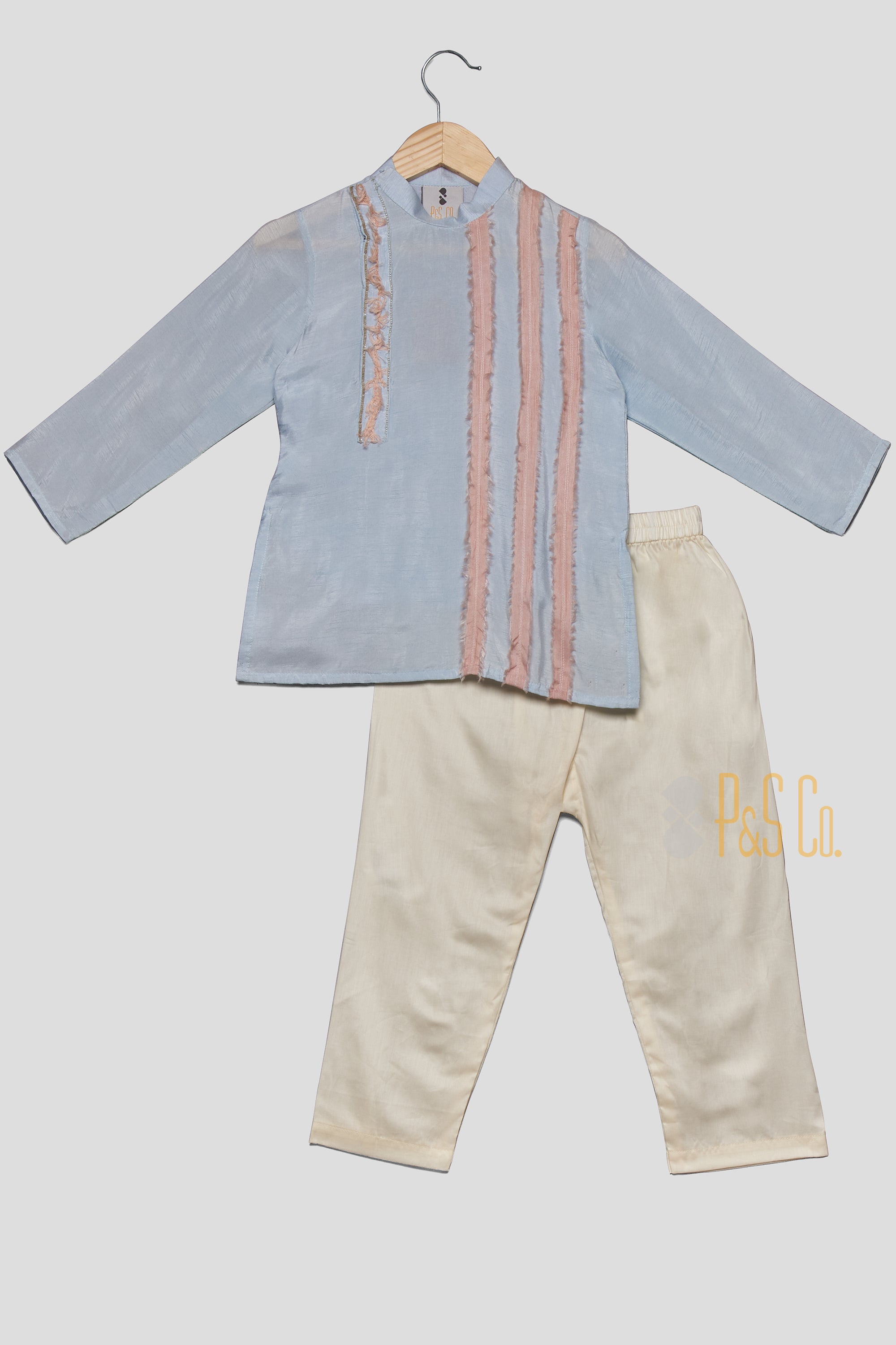 Powder Blue Laachi Kurta And Pyjama - P&S Company