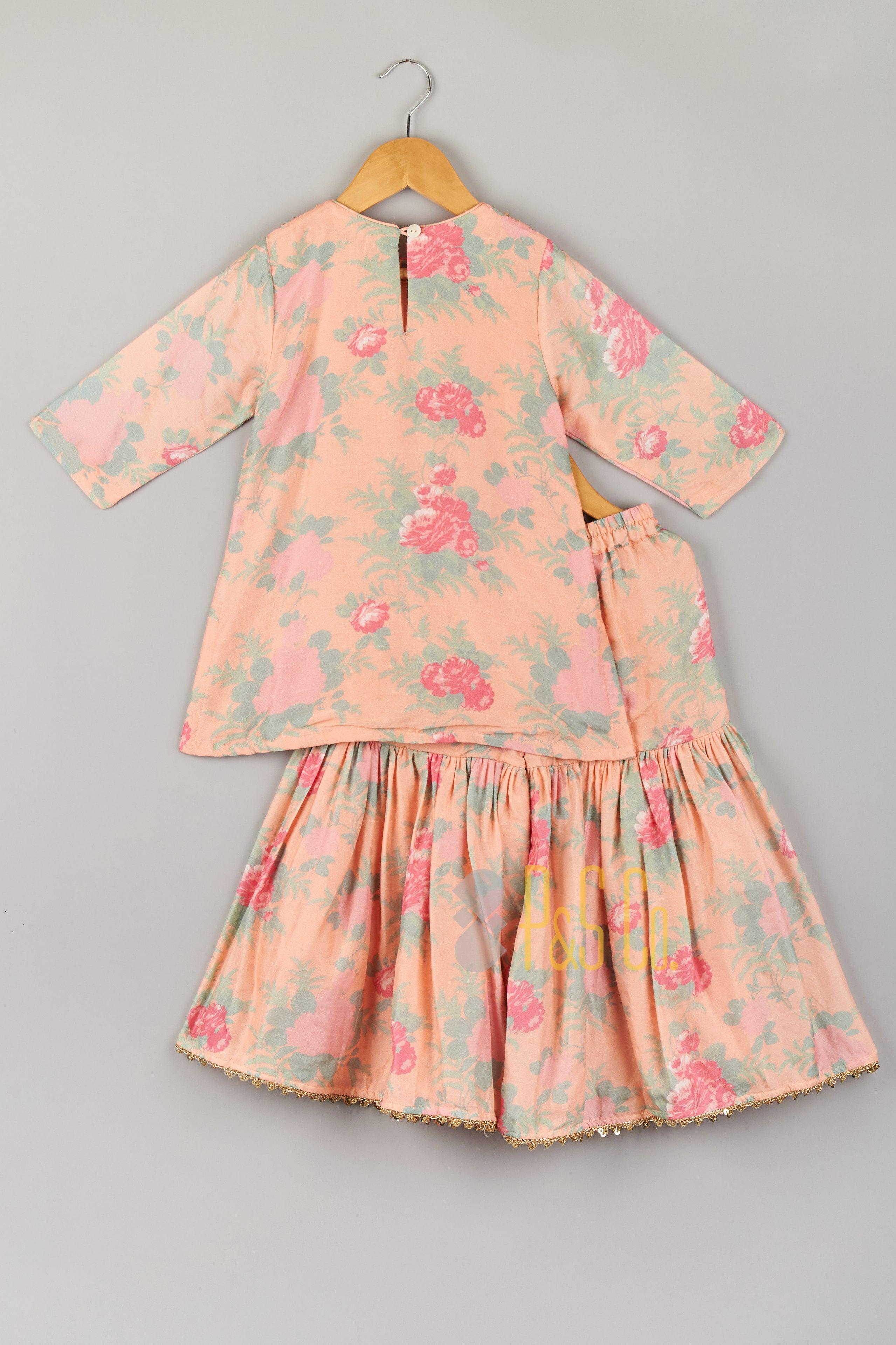 Rose Printed Kurta and Sharara Set - P&S Company