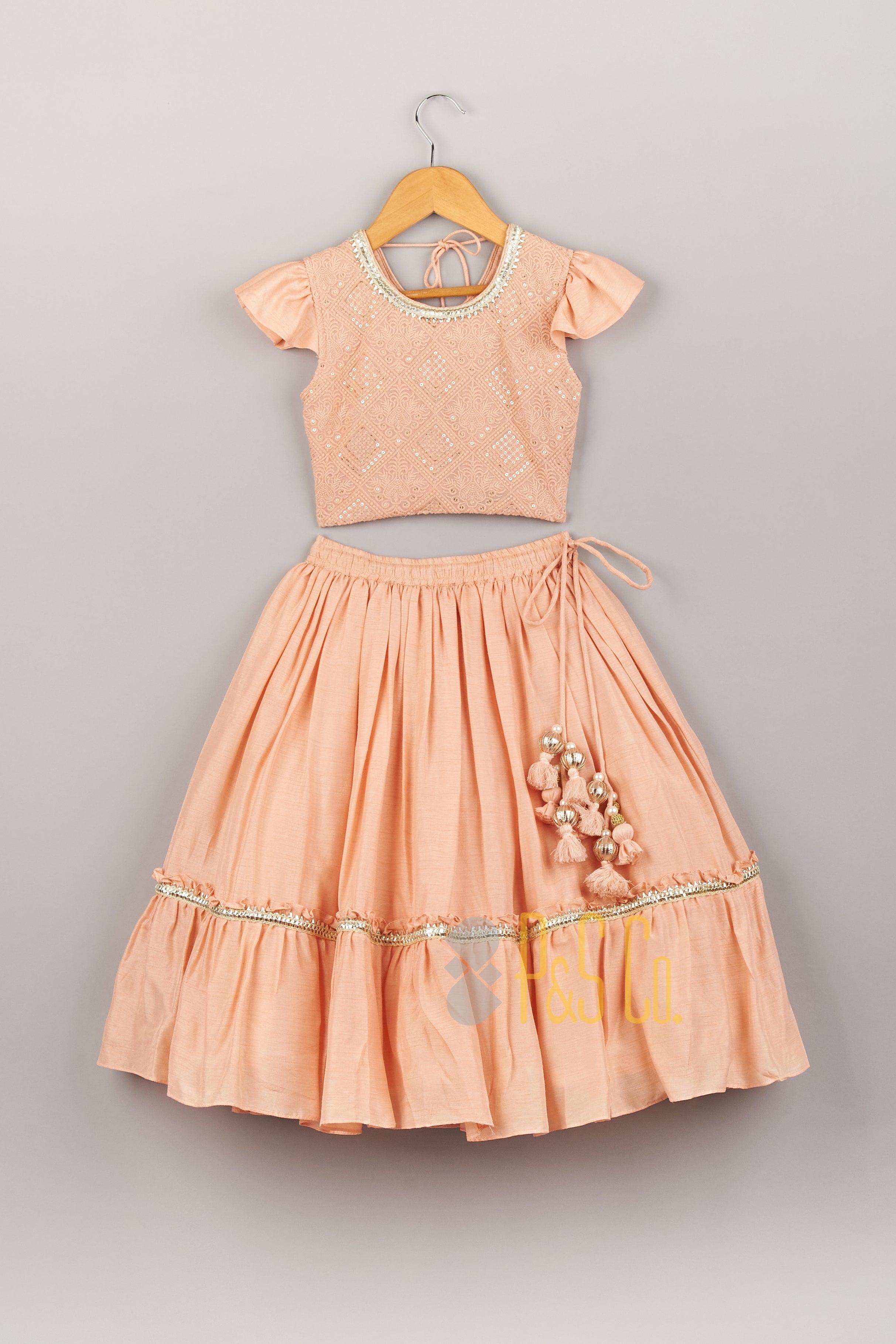 Peach Lucknowi Lehenga - P&S Company