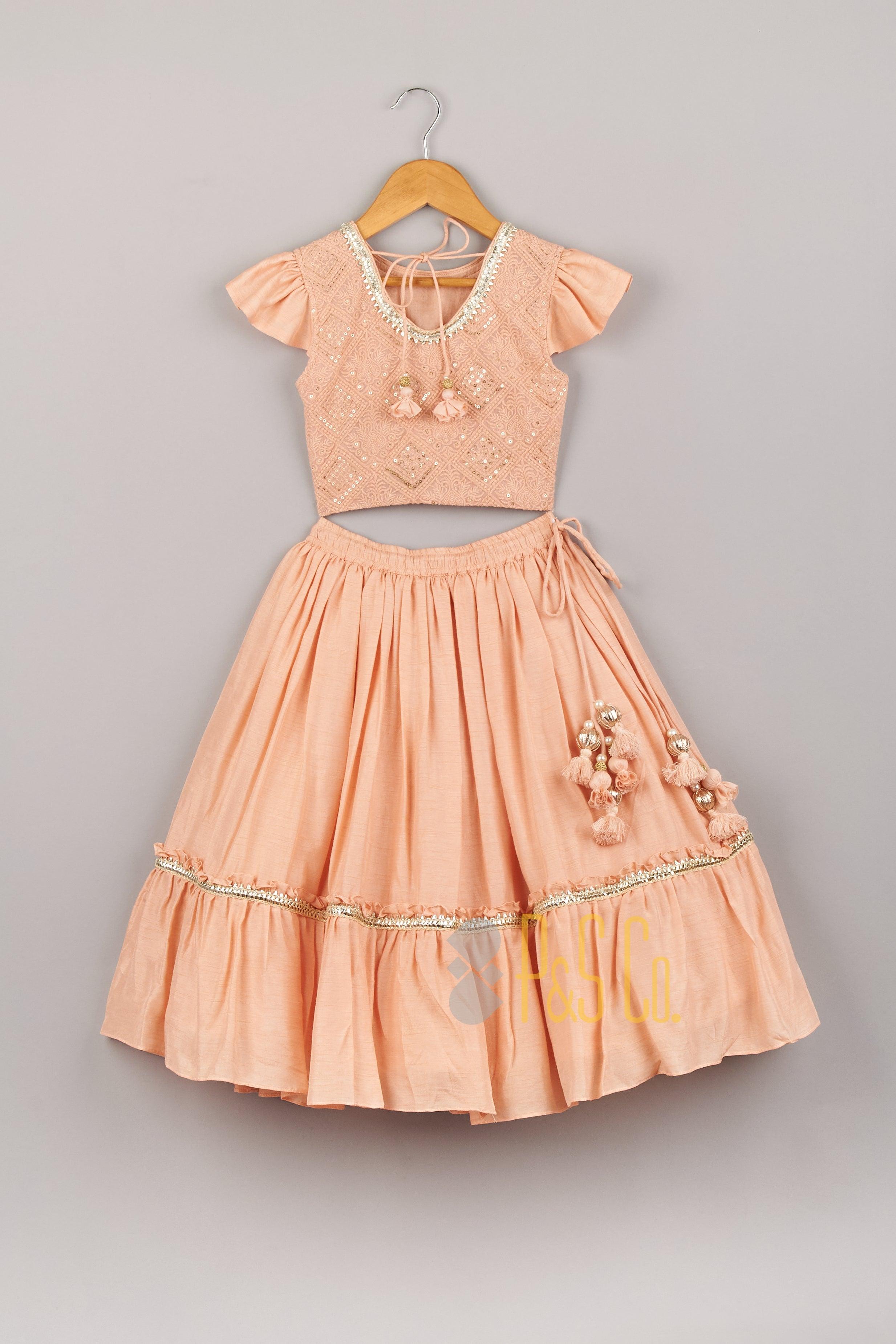Peach Lucknowi Lehenga - P&S Company