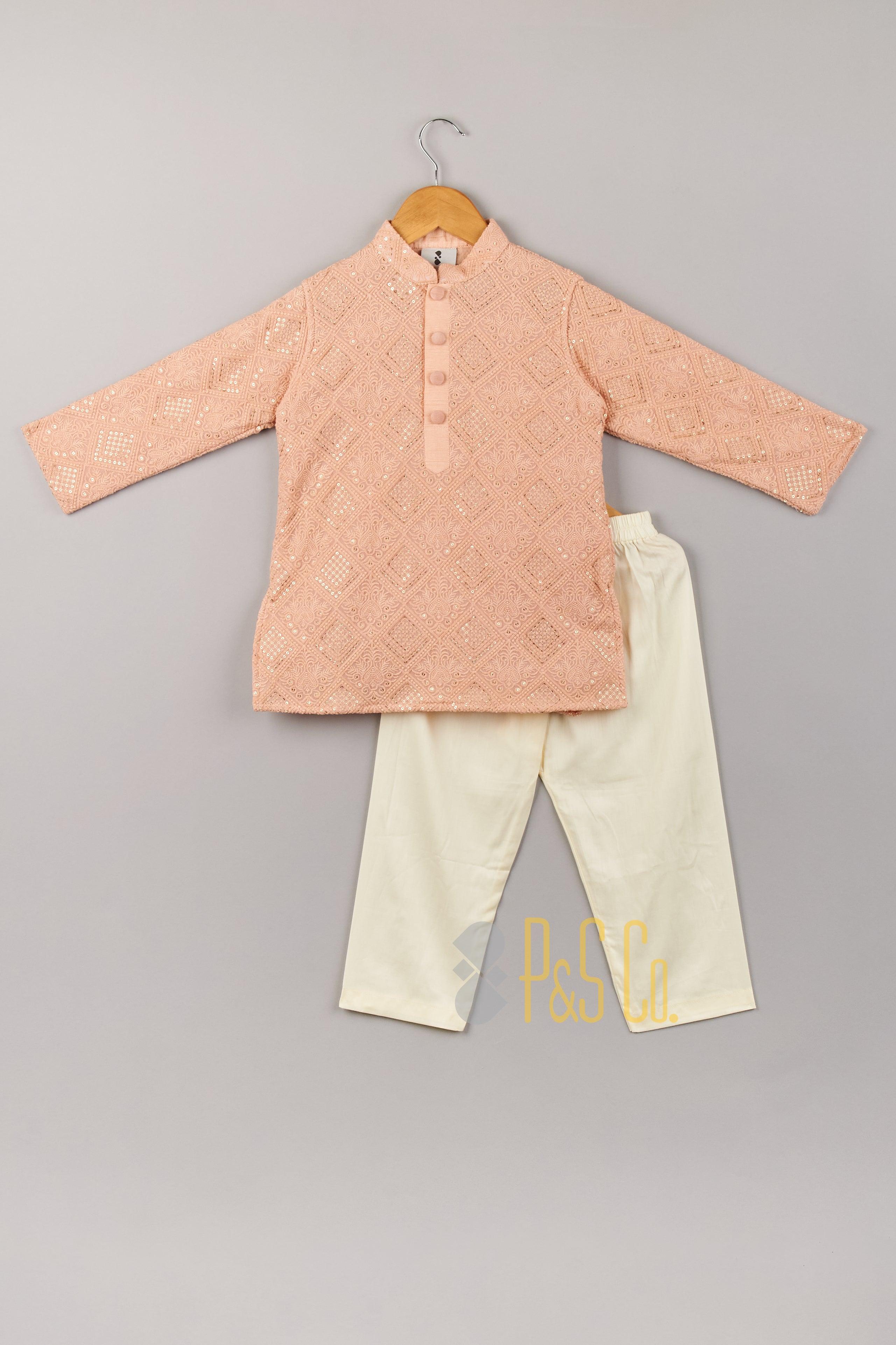 Chikankari Embroidery Sequin Work Kurta And Pyjama - P&S Company