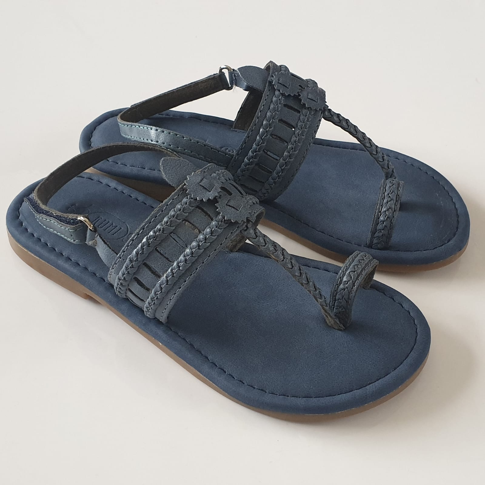 Denim blue Kolhapuri slippers - P&S Company