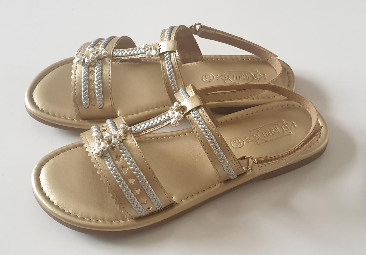 Gold and Silver Kolhapuri sandals with ghunghroo - P&S Company