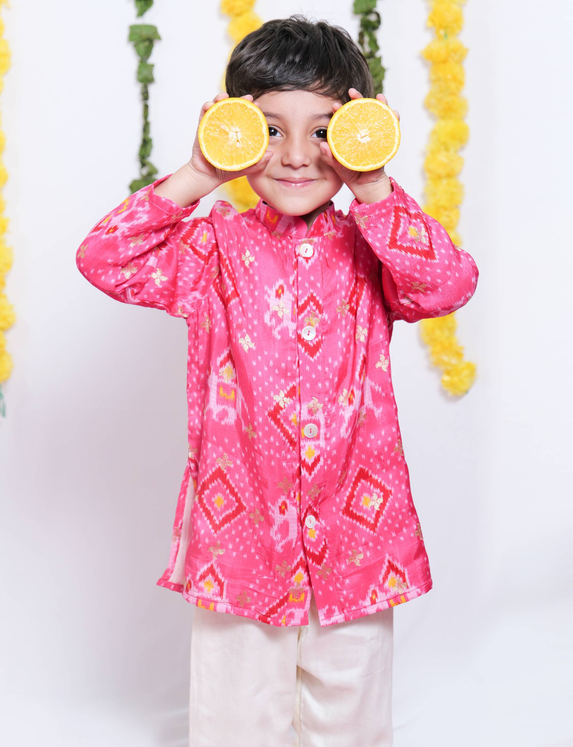 Patola Print Pink Kurta with Pyjama - P&S Company