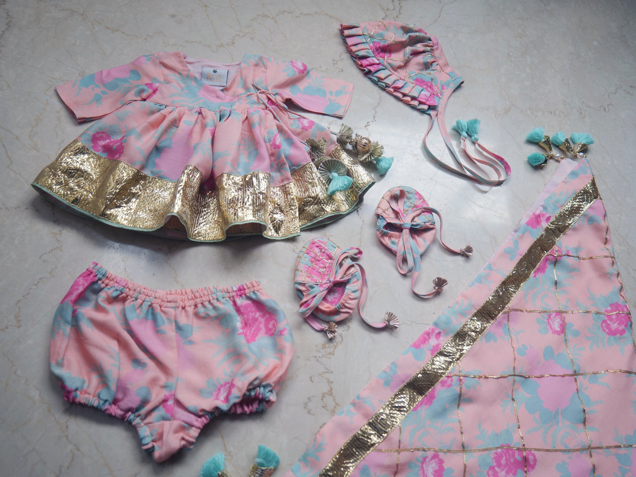 Rose Printed Infant Jamna Set - P&S Company