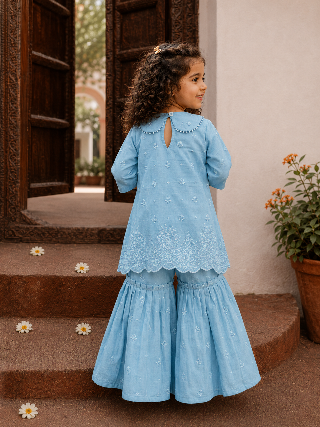 Blue lakhnavi Kurta Sharara