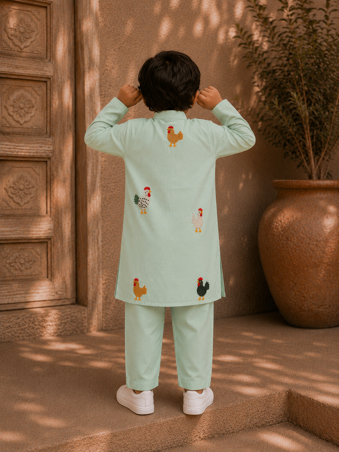 Mint Murga Embroidered Kurta Set