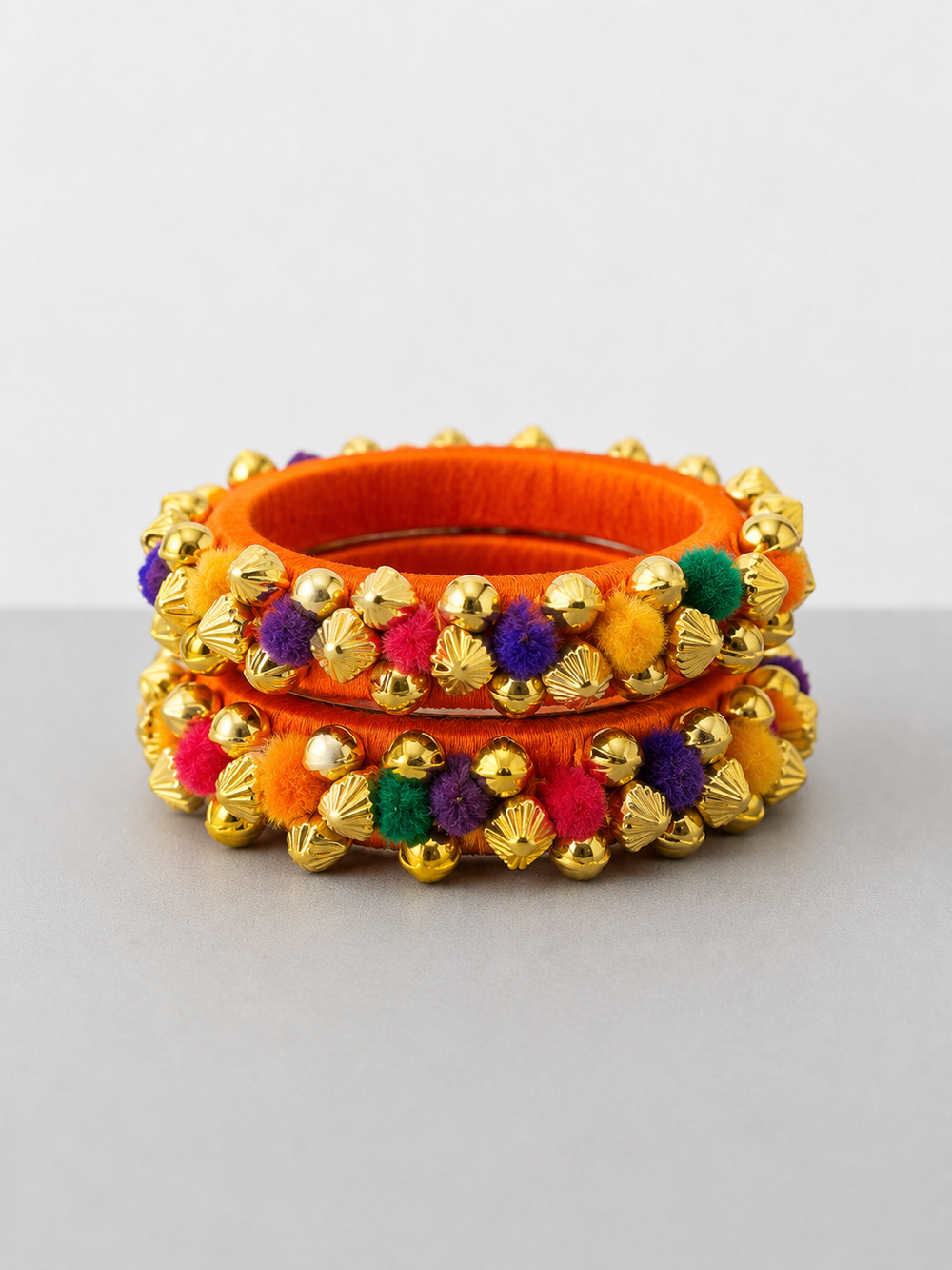 Orange Ghungroo Bangles