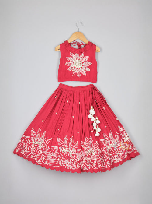 Ruffle Neckline Lehenga Set