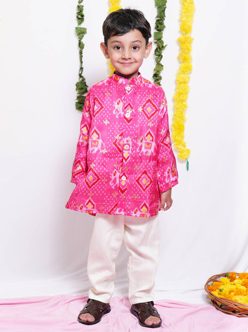 Pink Patola Kurta Set