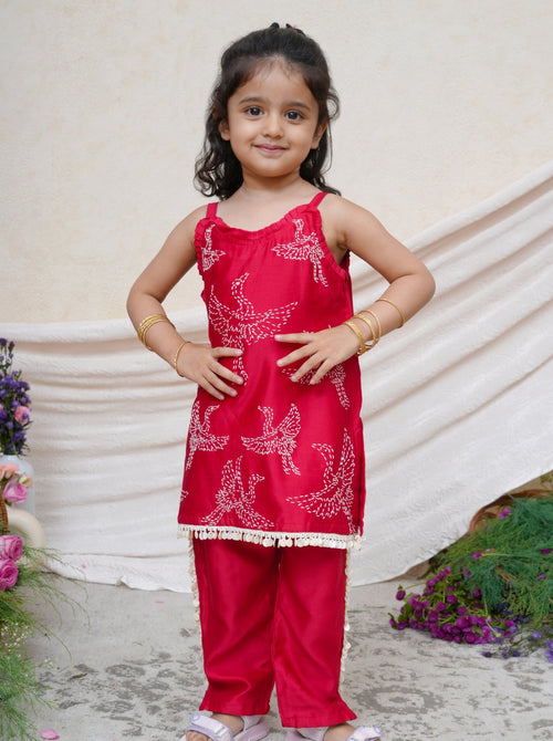 Red Chanderi Kurta Set