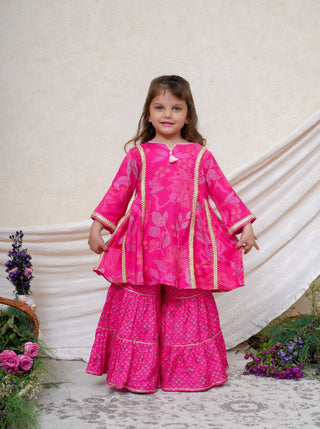 Floral Printed Kurta Sharara - RTS