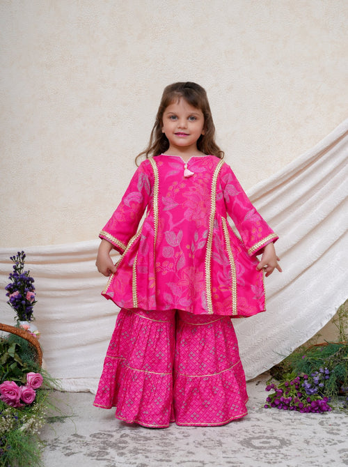 Floral Printed Kurta Sharara - RTS