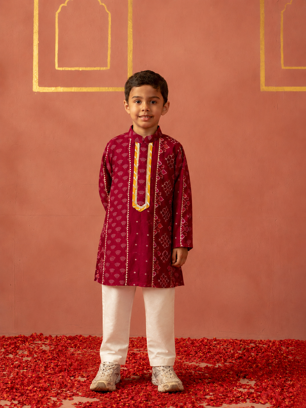 Red Chanderi Gota Kurta Pj