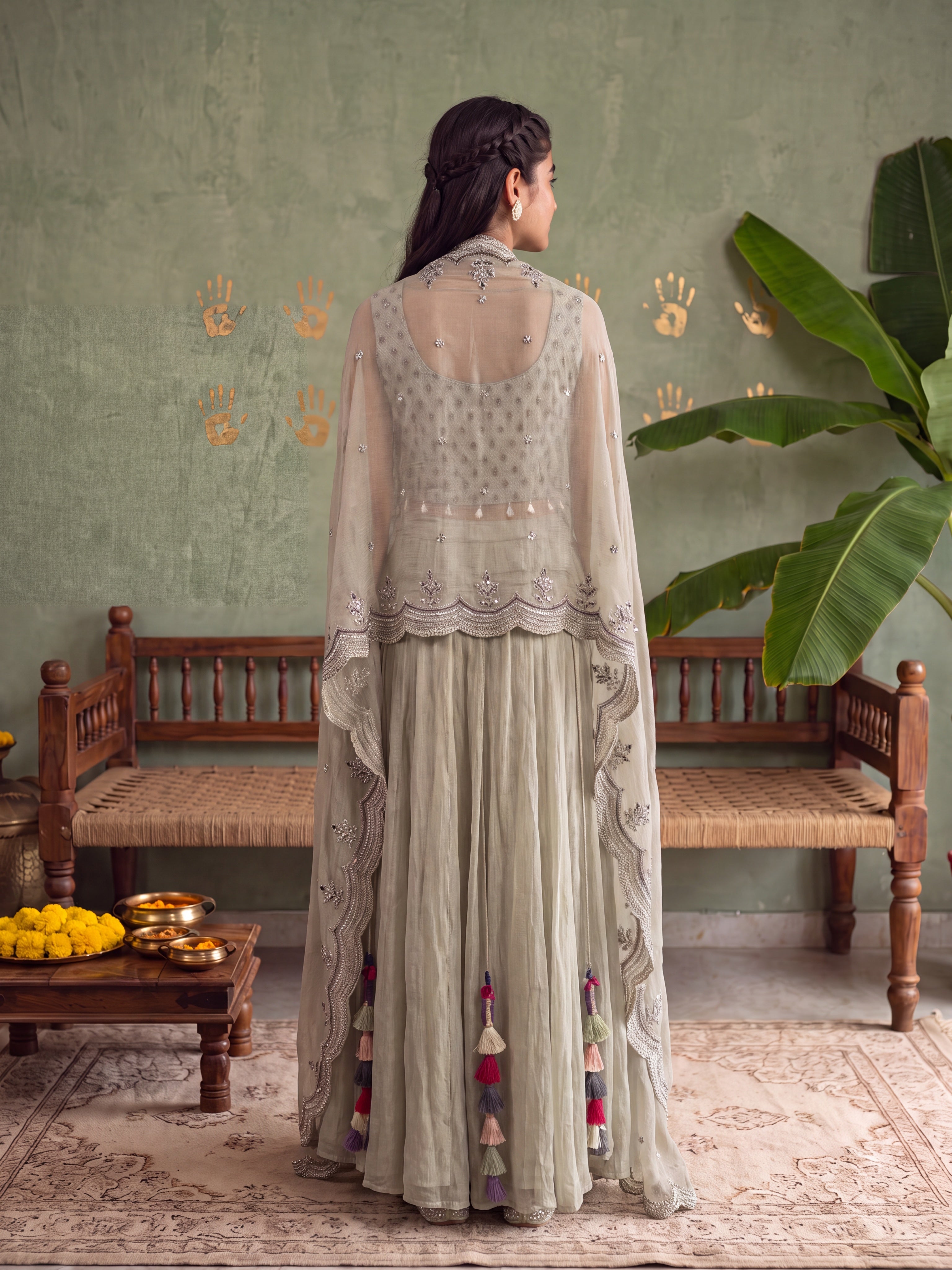 Pista Green Top Pants and Cape