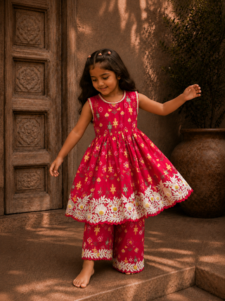 Red Patola Peplum and Pants