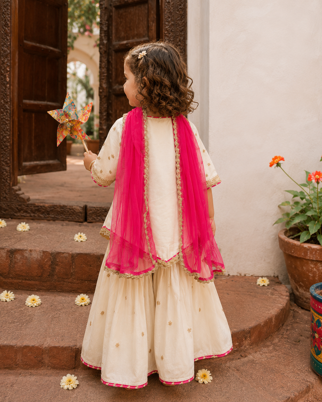 White Zari Kurta Set