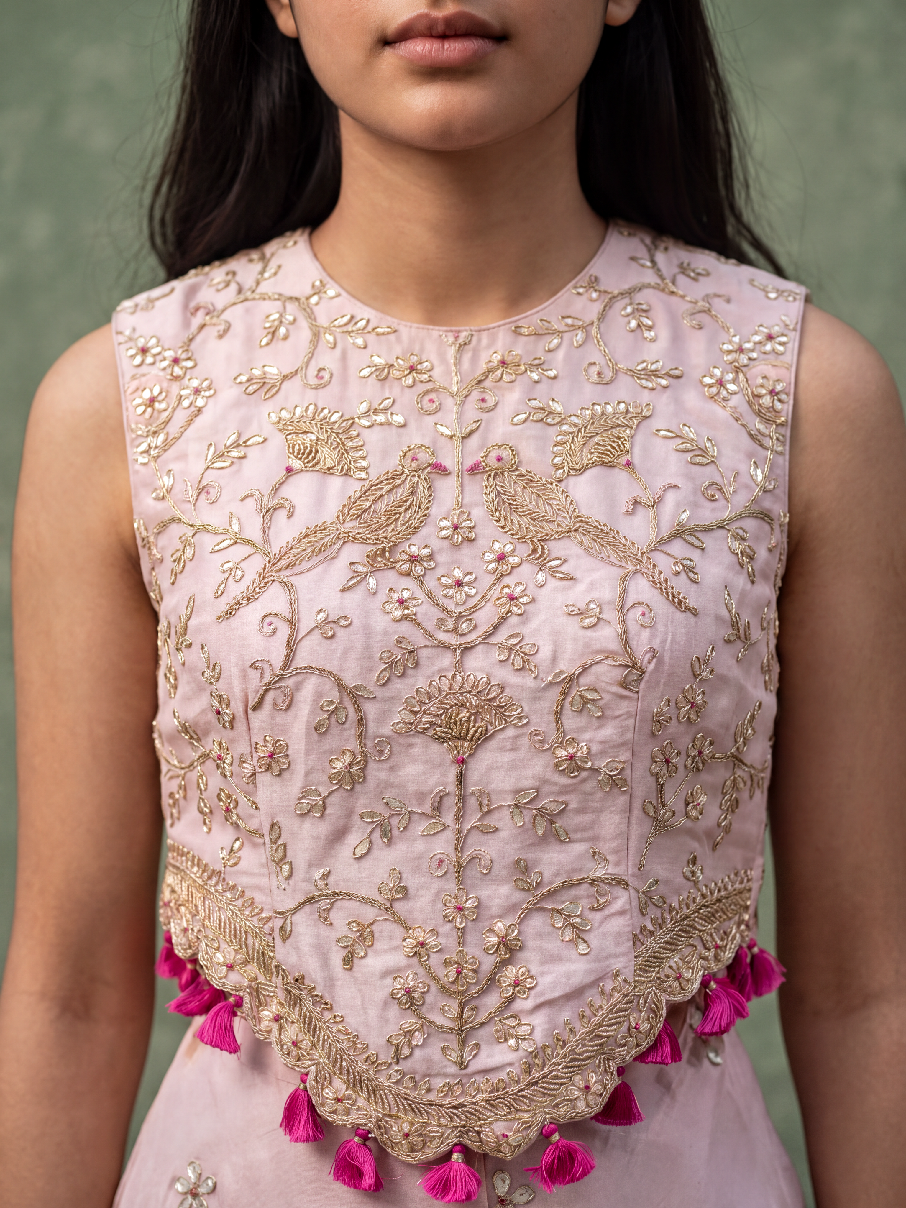 Pink Gota Embellished Top and Pants