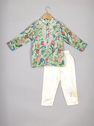 Green Floral Kurta Set