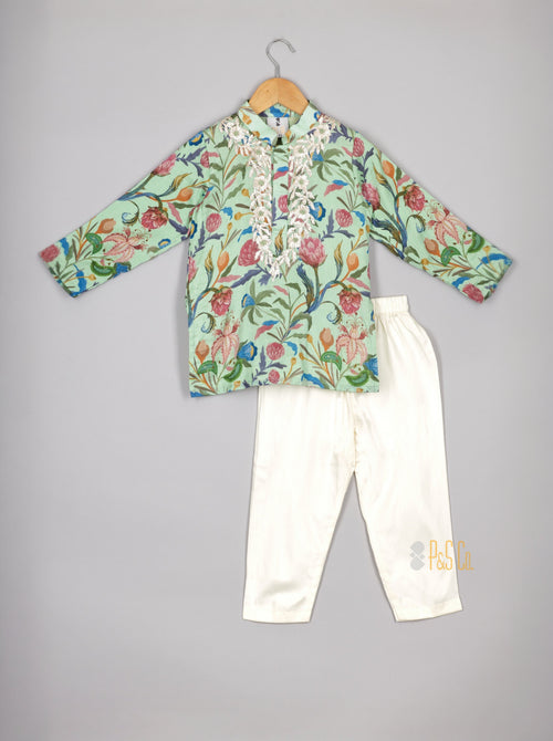 Green Floral Kurta Set