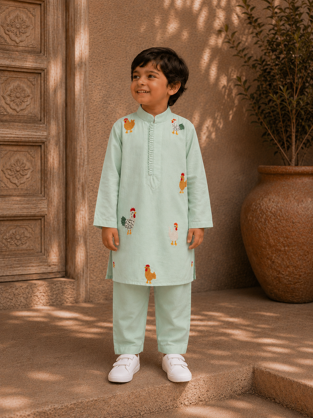 Mint Murga Embroidered Kurta Set
