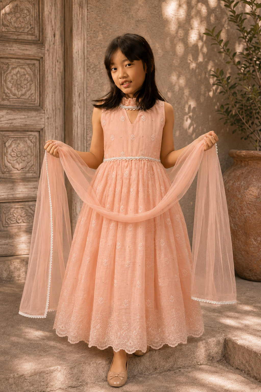 Pink Lakhnavi Anarkali Dress
