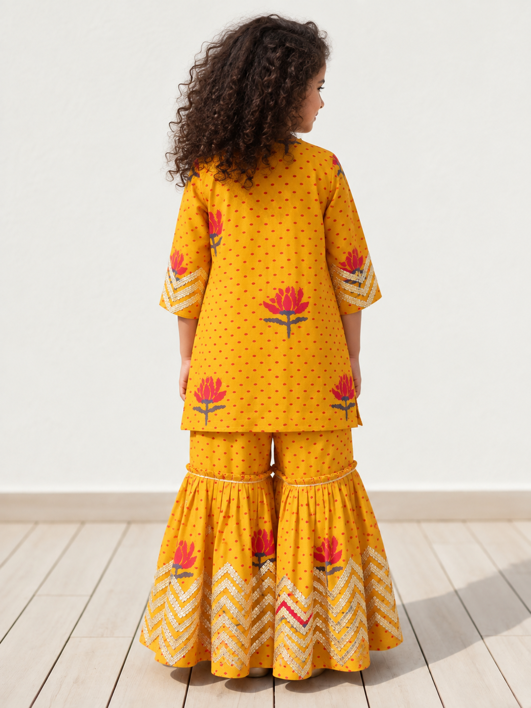 Yellow Lotus Sequins Kurta Sharara
