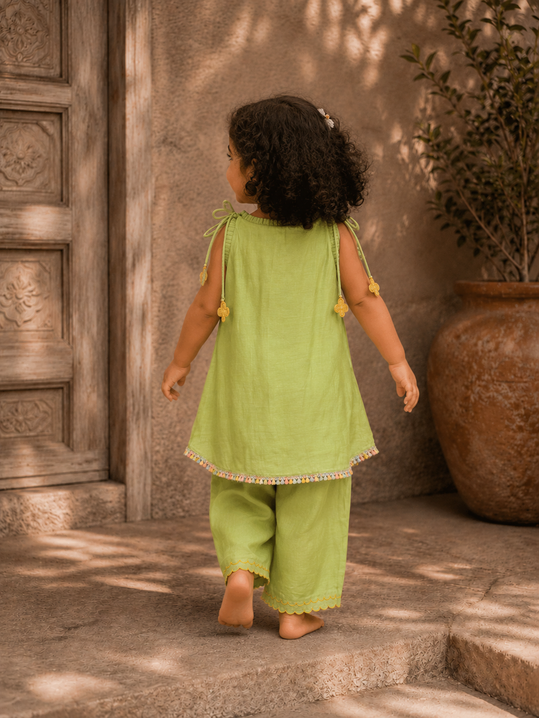 Green Clubs Appliqué Tunic Set