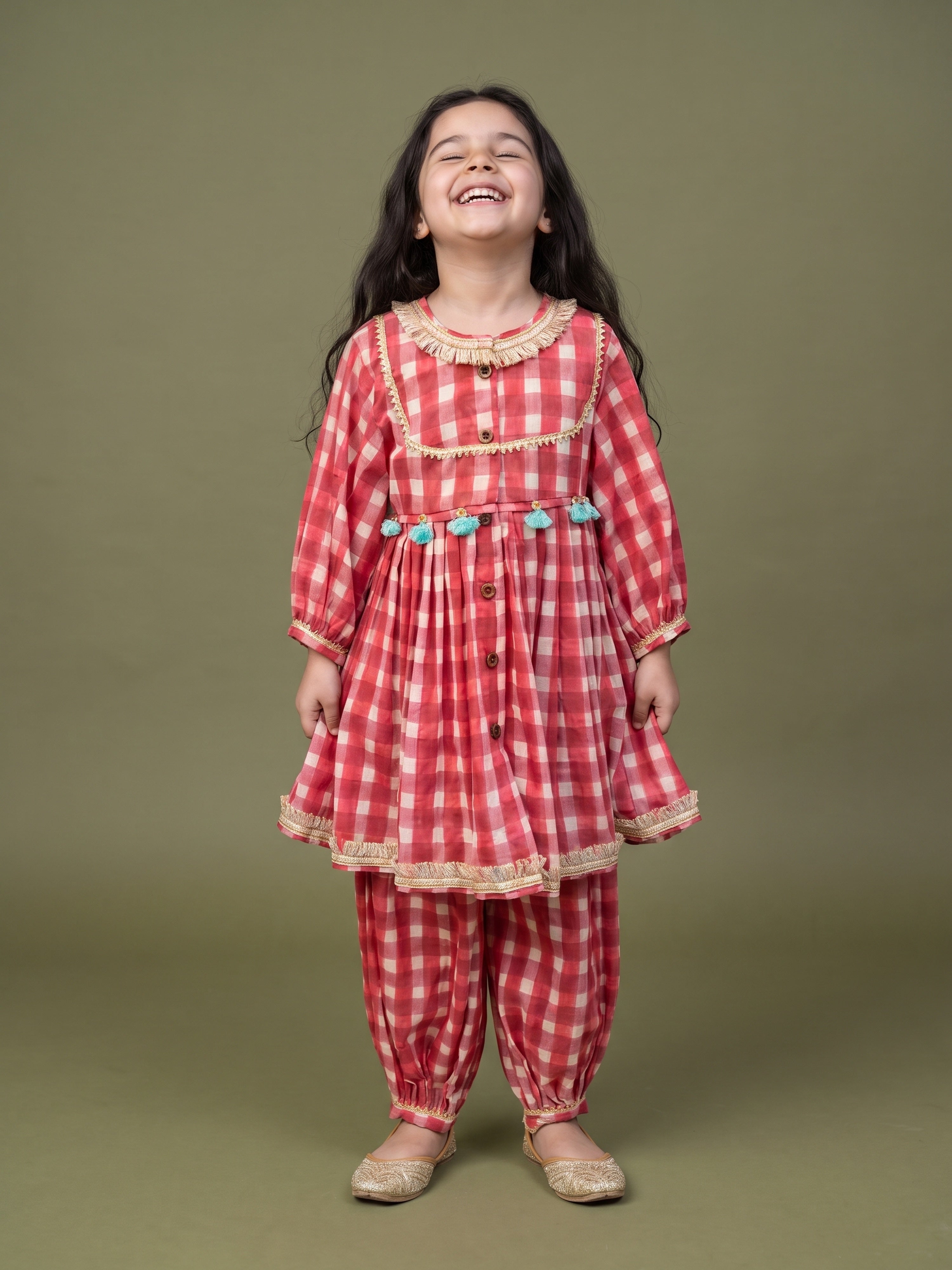 Kanika Checked Peplum Set