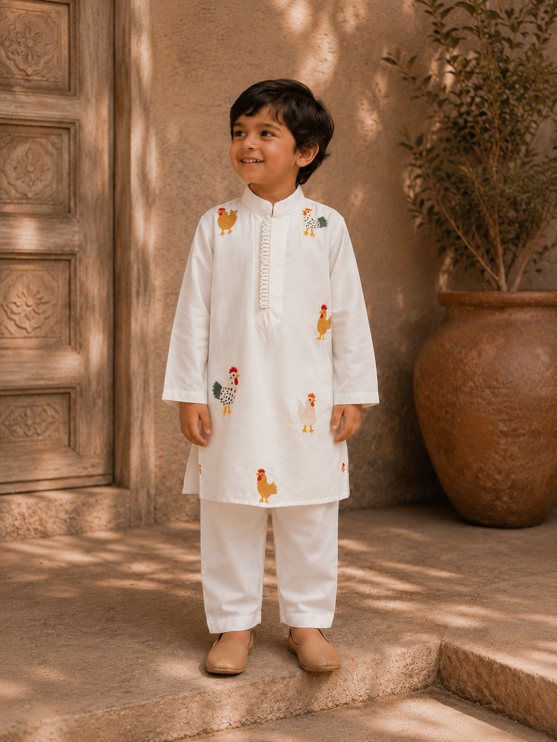 White Murga Embroidered Kurta Set