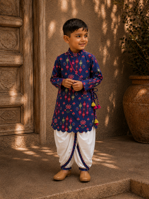 Blue Patola Dhoti Kurta