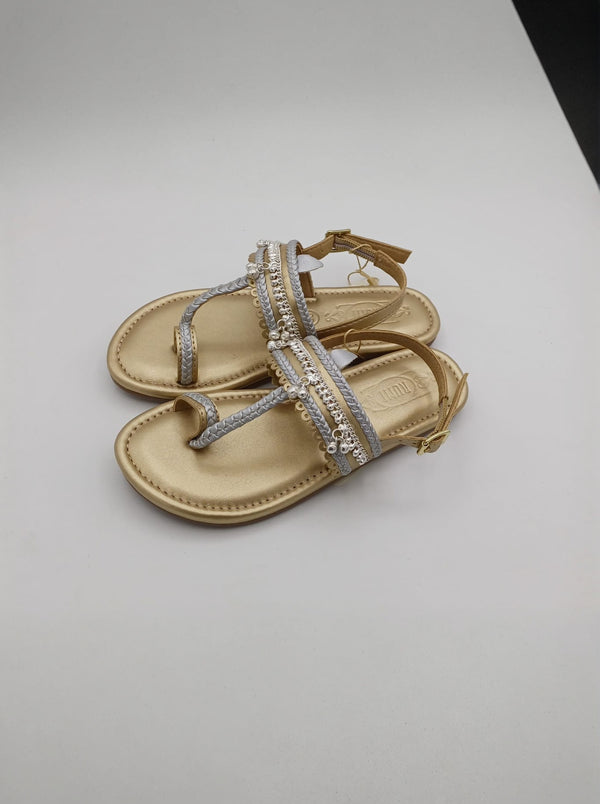 Matte Gold And Silver Footwear