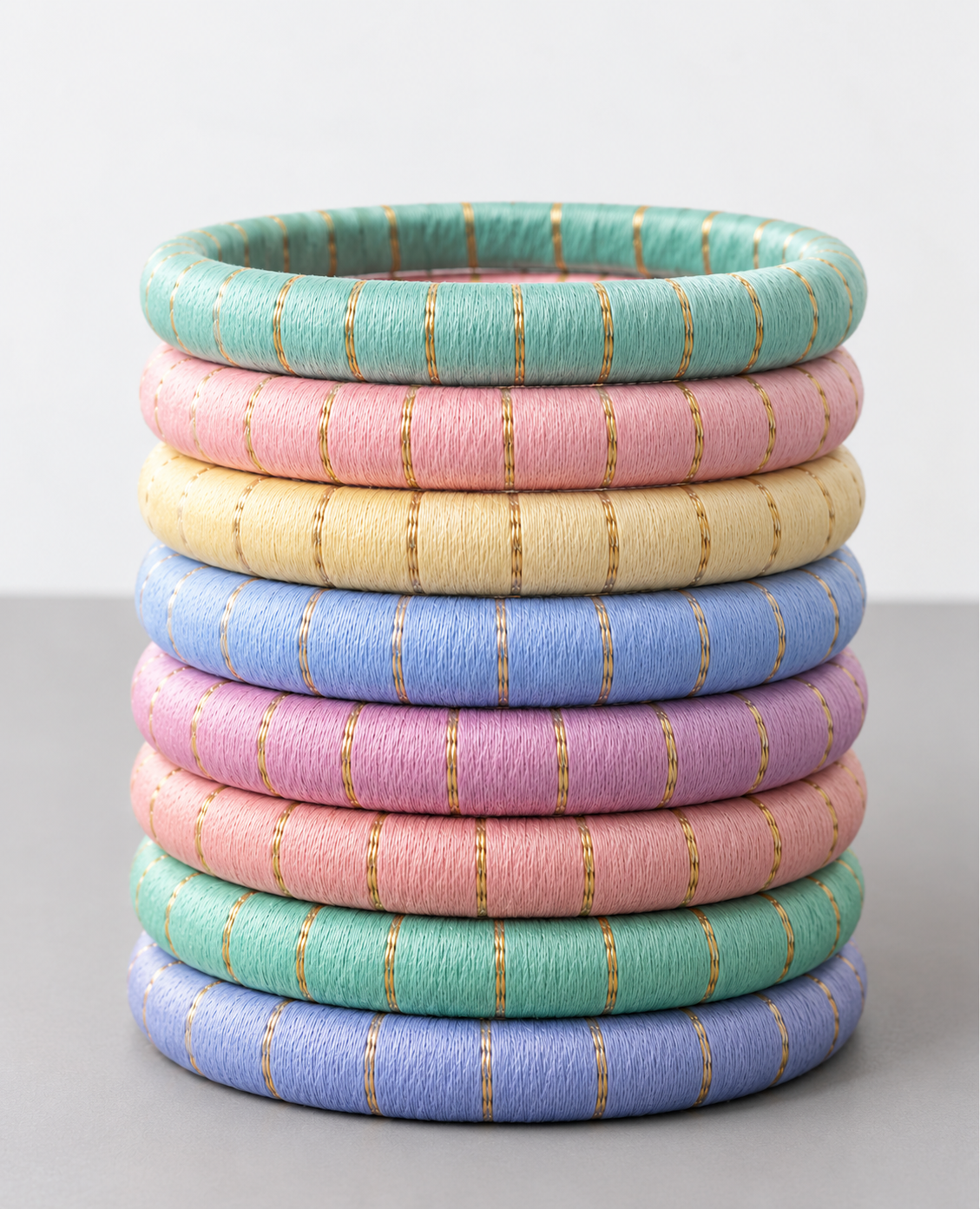 Multicoloured Stack of 8 Bangles