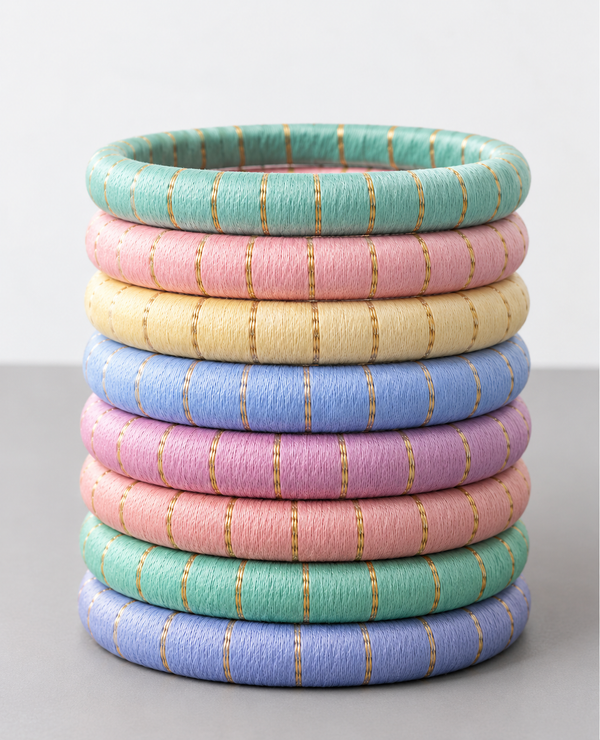 Multicoloured Stack of 8 Bangles