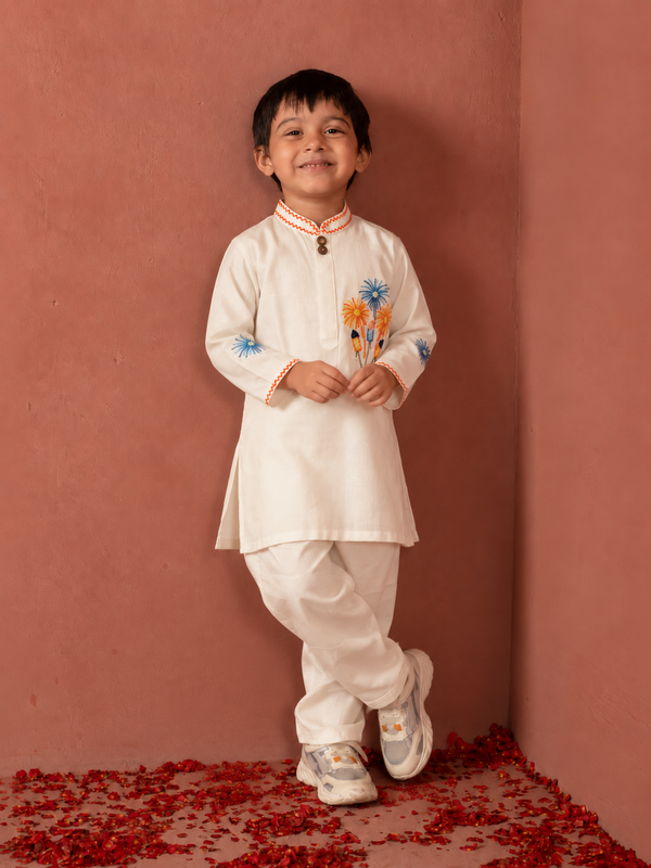 White Pataka Kurta Pj
