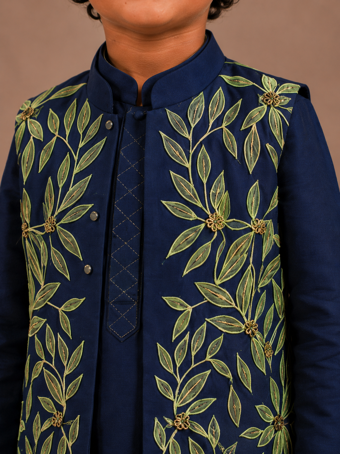 Ink Blue Appliqué Jacket set