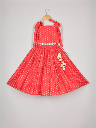 Red Bandhej Ghagara Blouse
