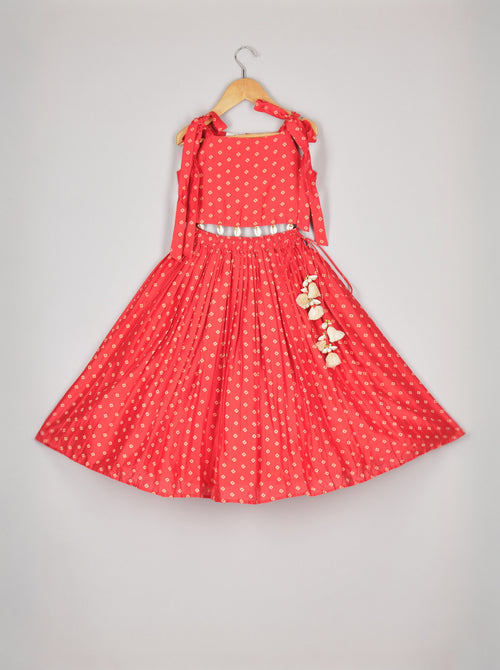 Red Bandhej Ghagara Blouse