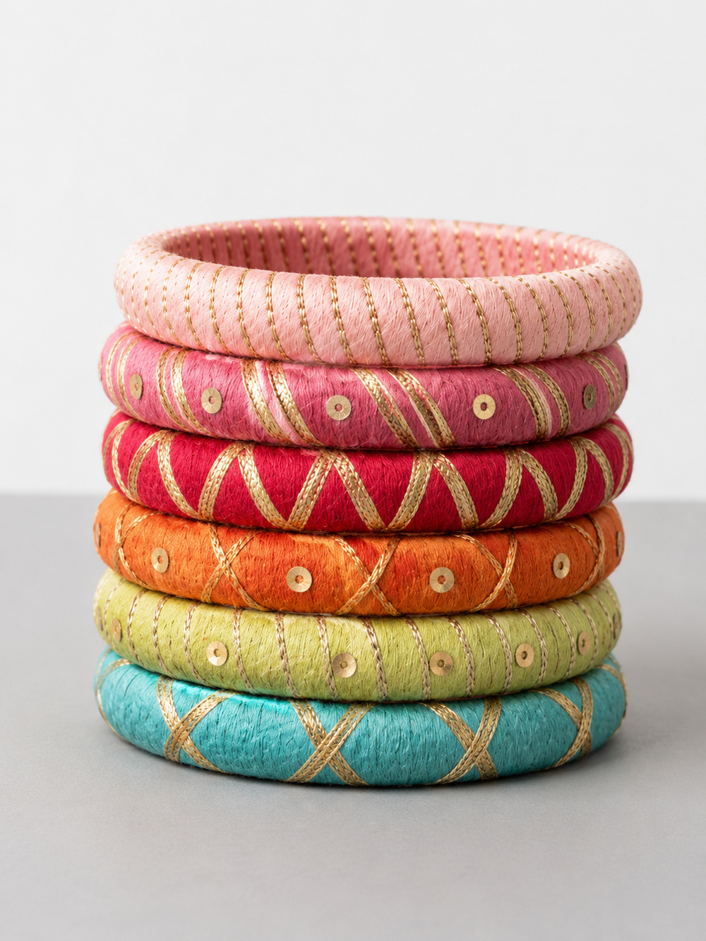 Multicoloured Stack of 6 Bangles