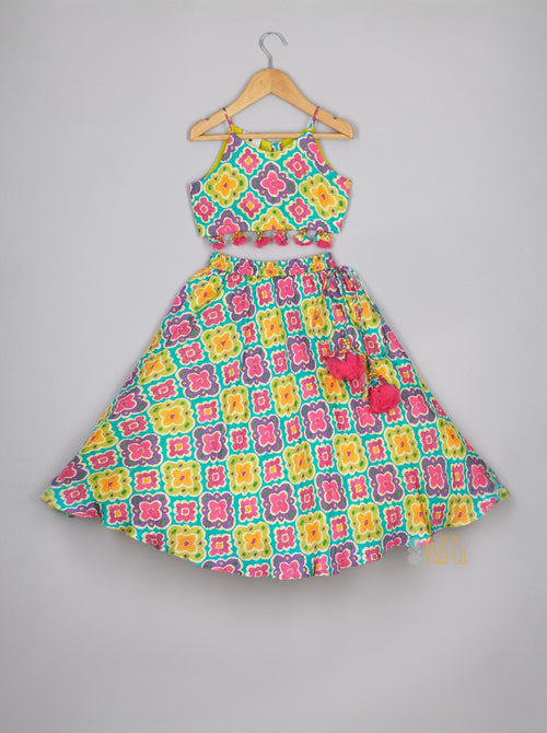 Multicolour Ikkat Ghagara Blouse - RTS