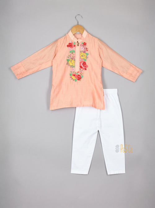 Flower Embroidered Kurta Set