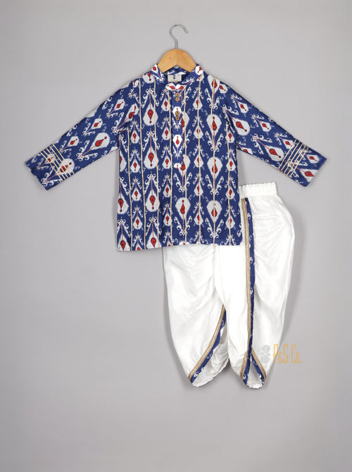 Blue Ikkat Dhoti Kurta