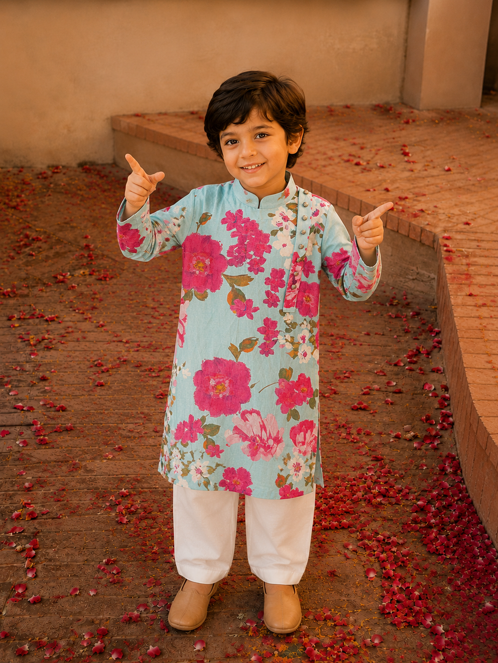 Mint Floral Printed Kurta