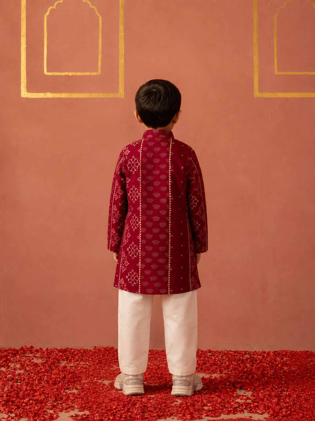 Red Chanderi Gota Kurta Pj